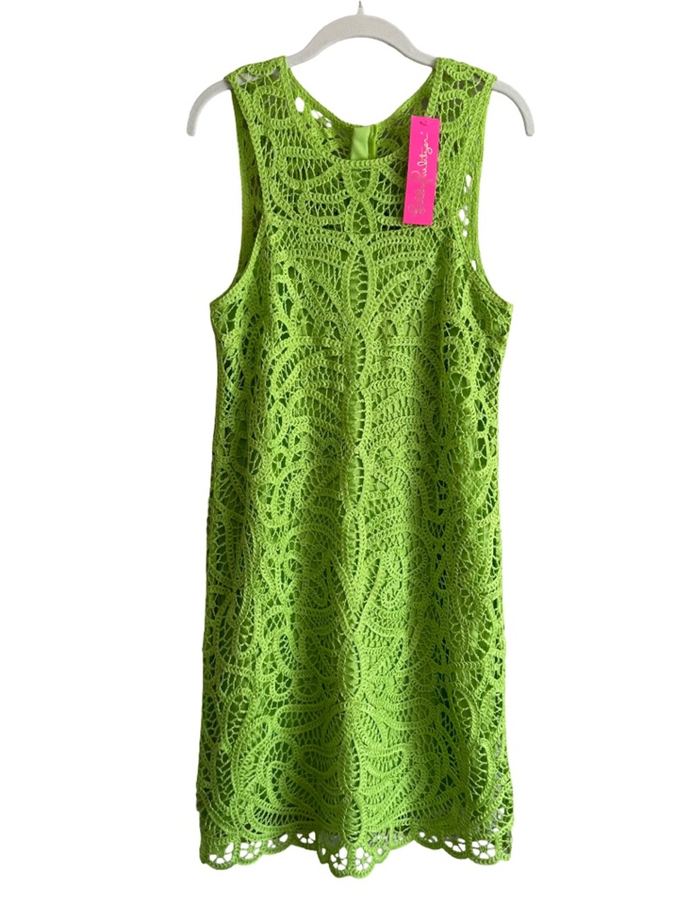 NWT Lilly Pulitzer Siesta Shift Dress Matcha Green Knit Battenburg Lace 008110